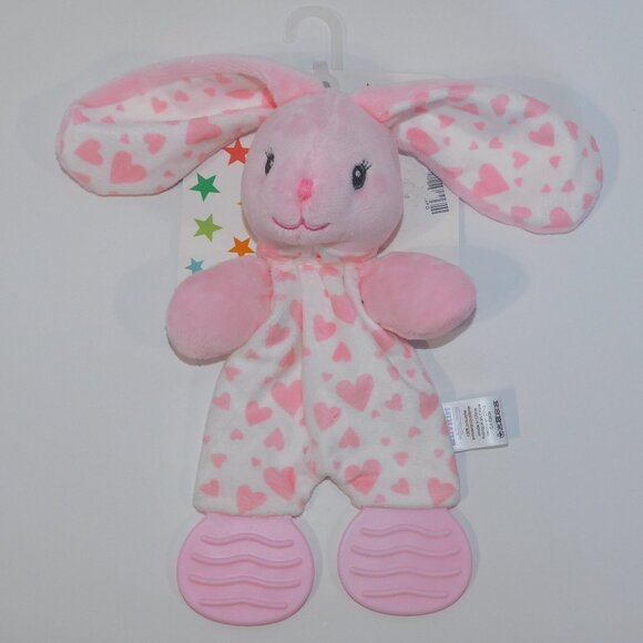 Activities Baby Mode Pink Bunny hearts Teether Baby lovey Security Blanket NEW - Picture 1 of 4